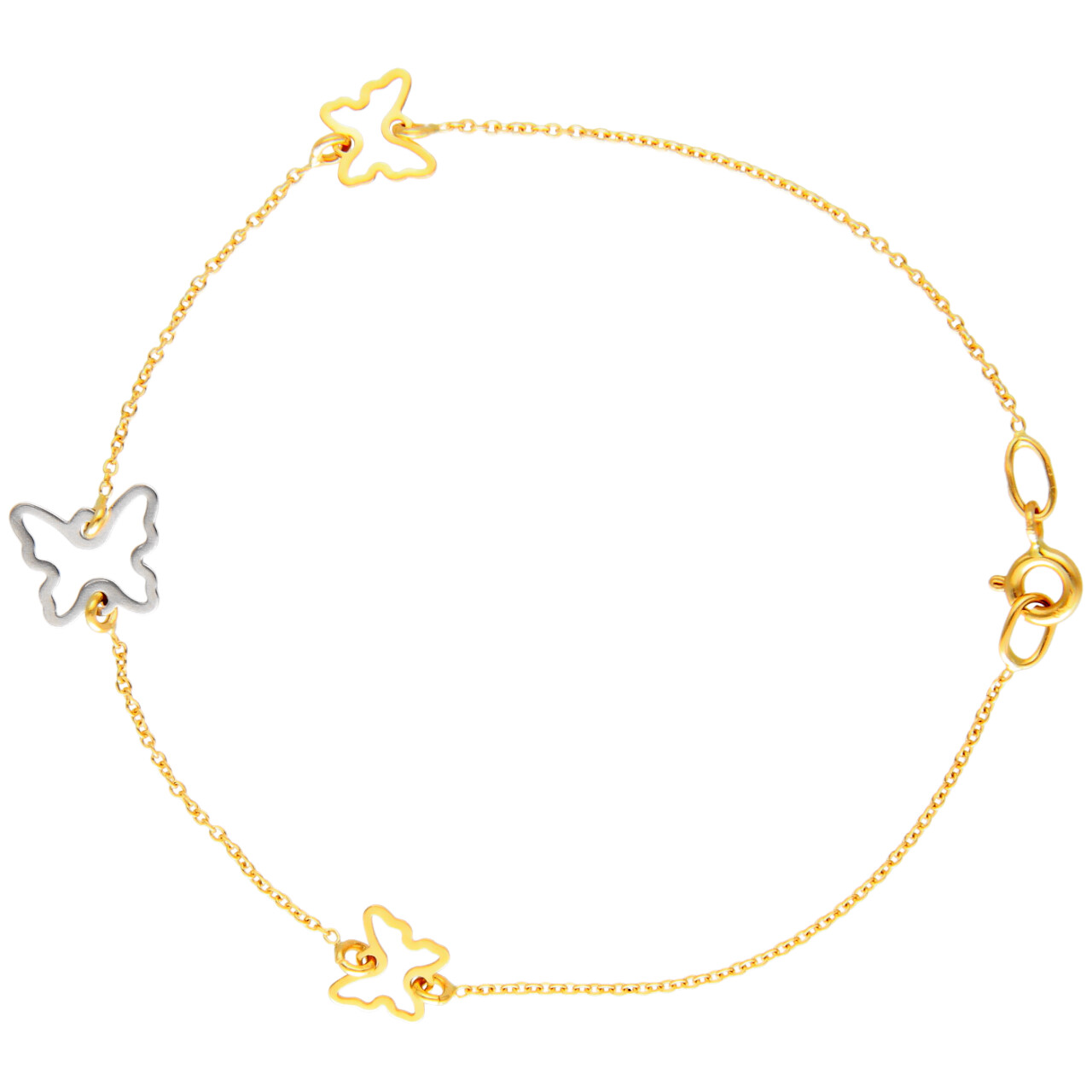 Bracelet yellow and white gold with butterflies