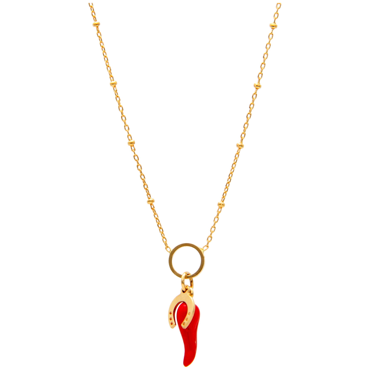 Collana oro giallo con ciondoli portafortuna