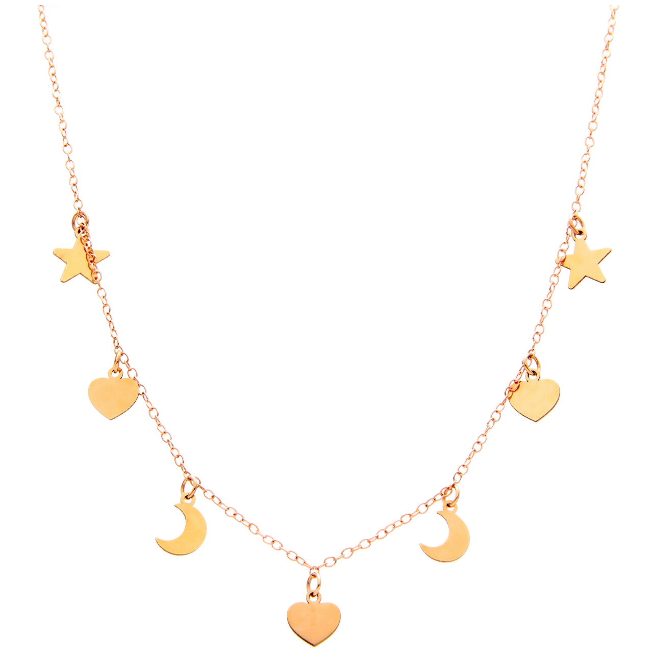 Roségold Halskette mit Herzen Monde und Sterne