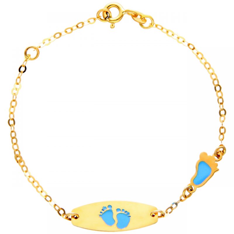 Braccialetto Bimbo oro giallo con piedini blu