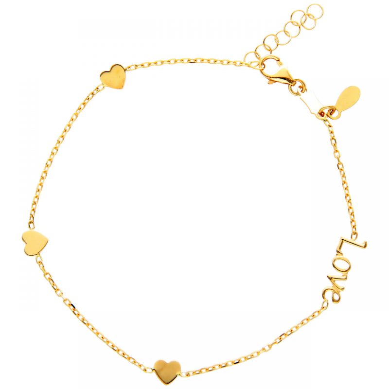 Bracciale LOVE con cuori oro giallo