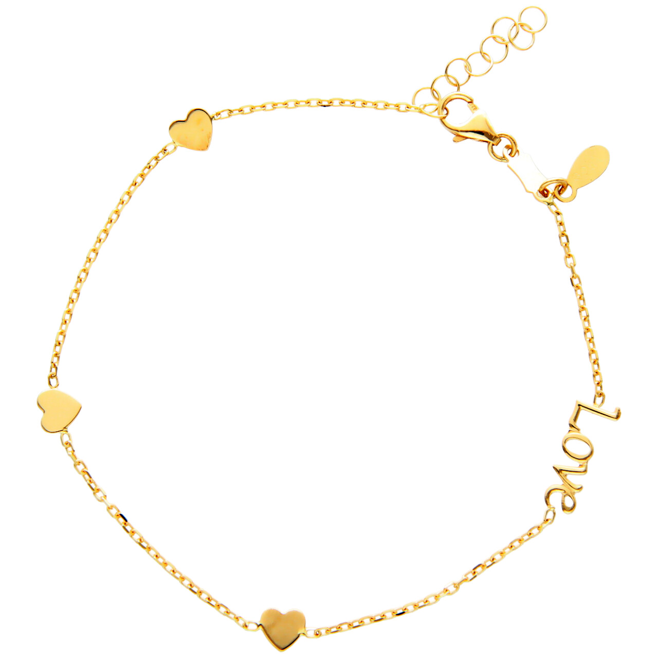Love Armband mit Herzen aus Gelbgold