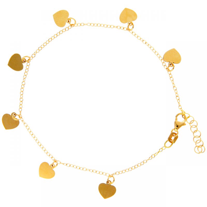 Yellow gold bracelet with hearts