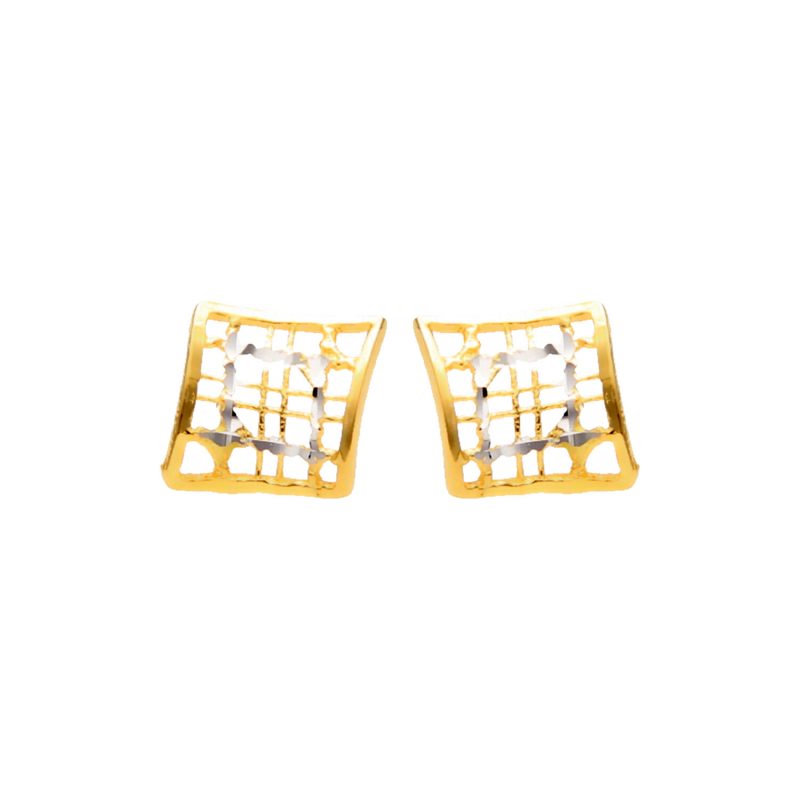 Earrings white and yellow gold