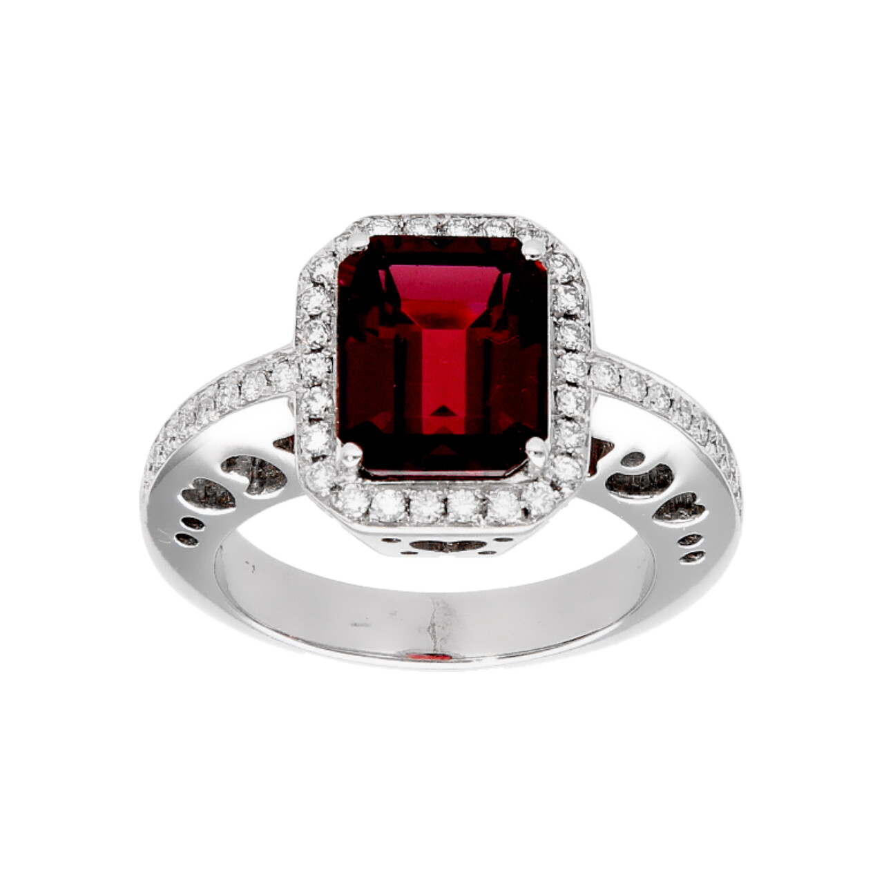 Pasquale Bruni Ring aus Weißgold mit Diamanten 0,80 ct und Granat
