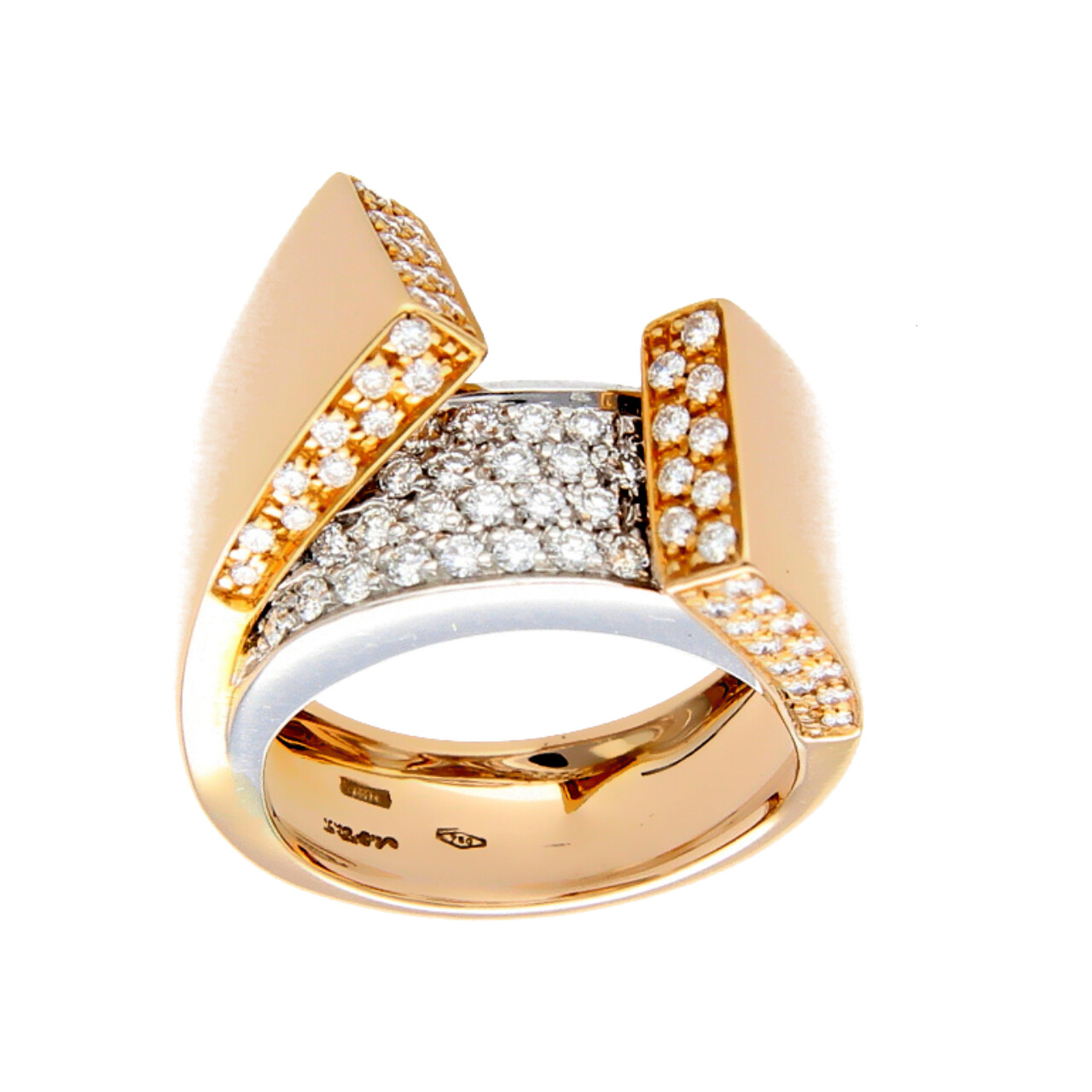 Gelb- und Weißgold Ring mit Diamanten 1,70 ct