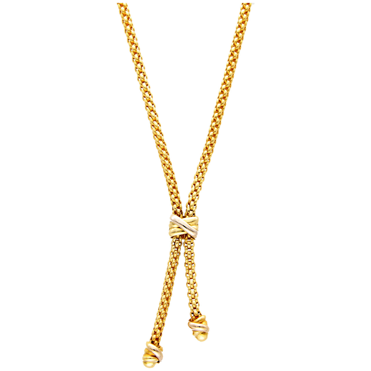 Collana FOPE oro giallo e bianco con pendente incorporato