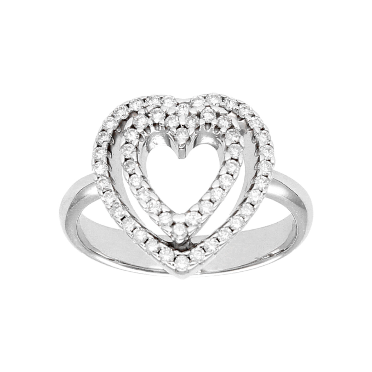 Ring aus Weißgold mit Herzen und Diamanten