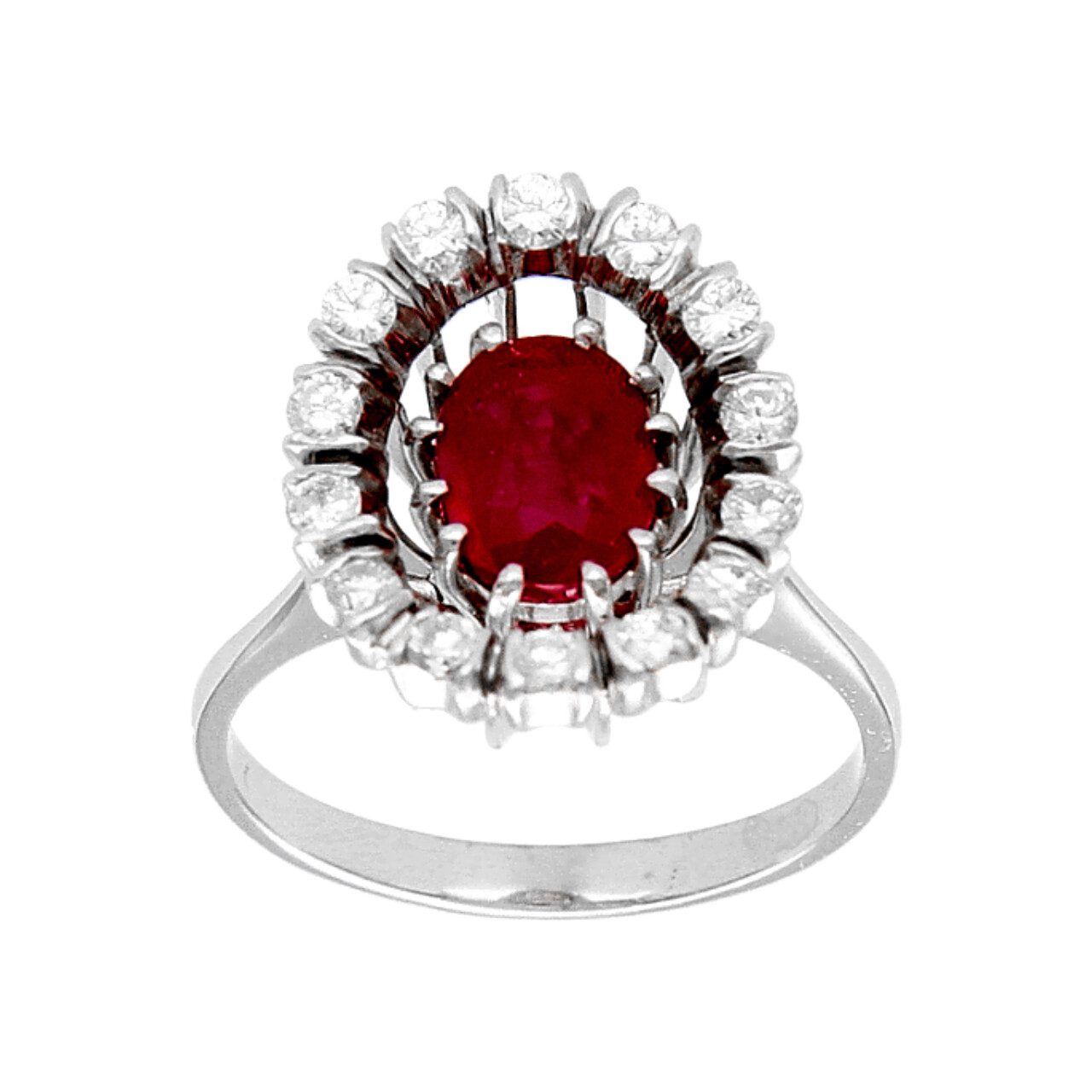 Anello in oro bianco con Rubino e Diamanti 0,55 ct