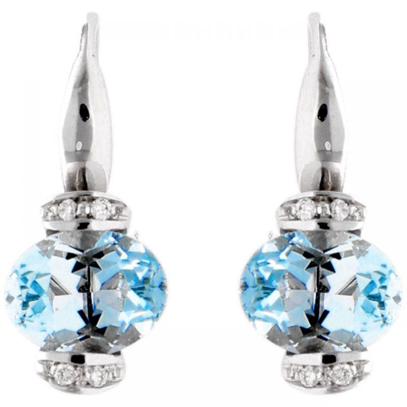 Weißgold-Ohrringe mit Aquamarin und Diamanten