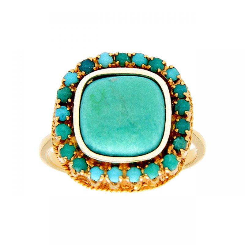 Yellow gold ring with Turquoise