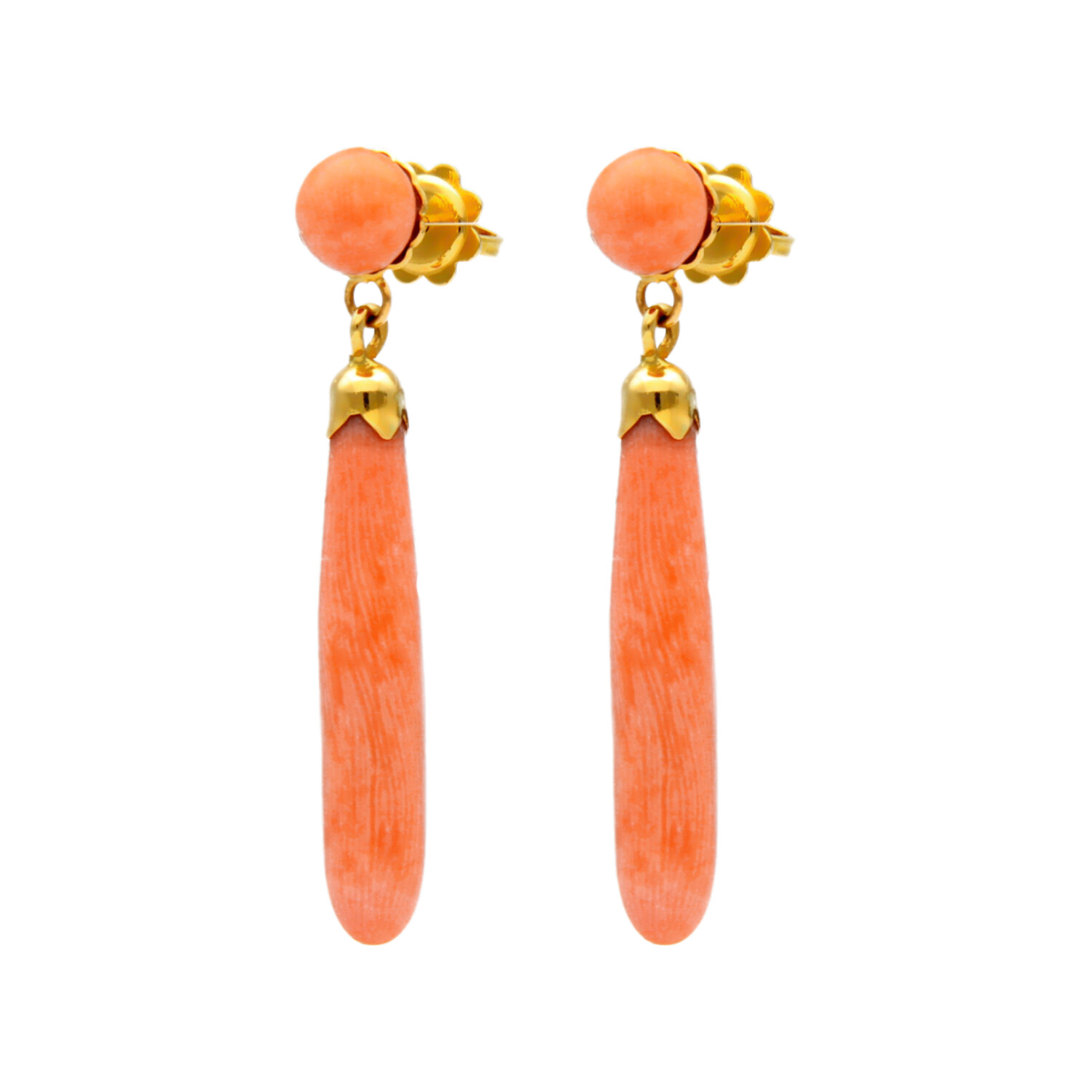 Gelbgold ohrringe mit rosa Korallen