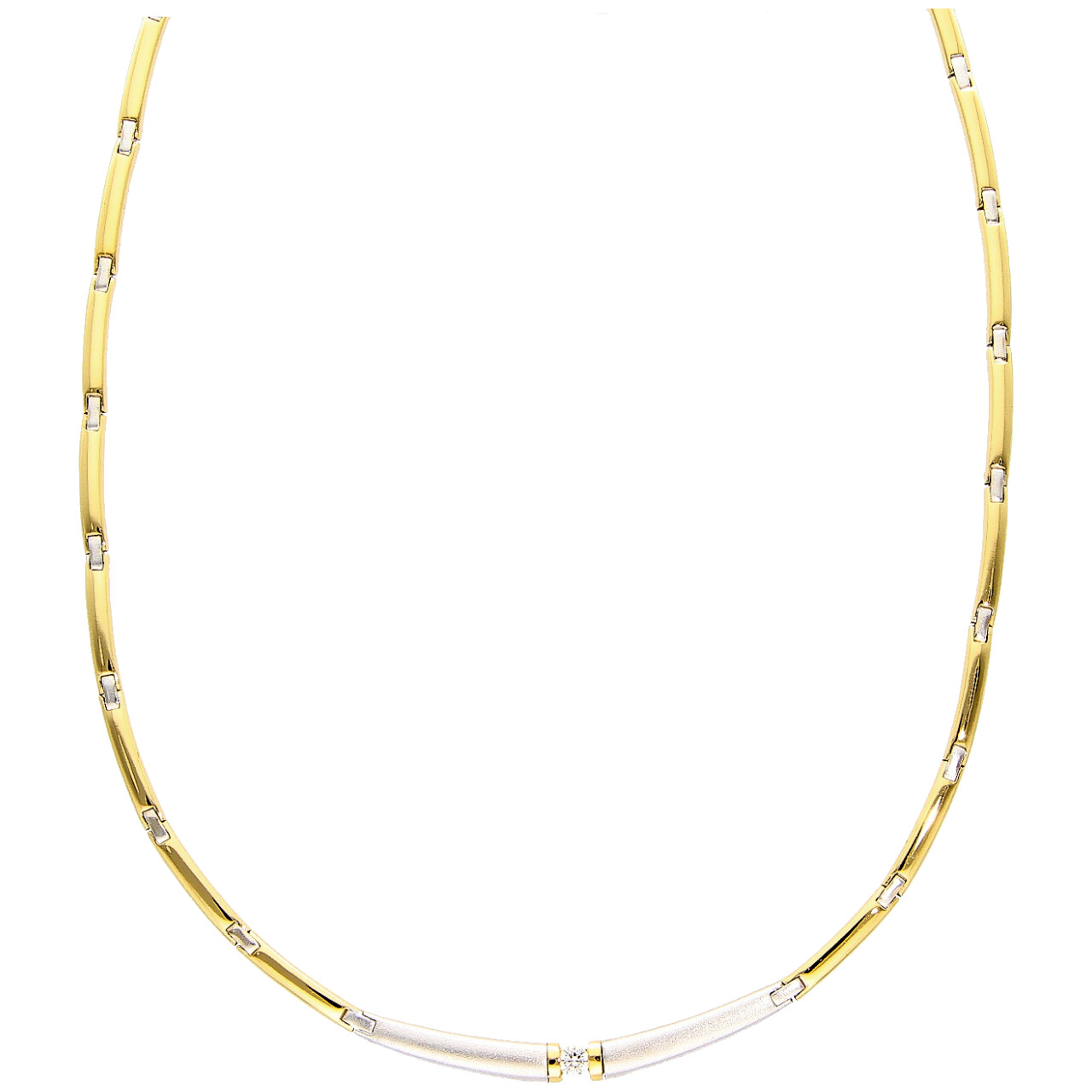 Collier aus Gelb und Weißgold mit Diamant 0,15 ct