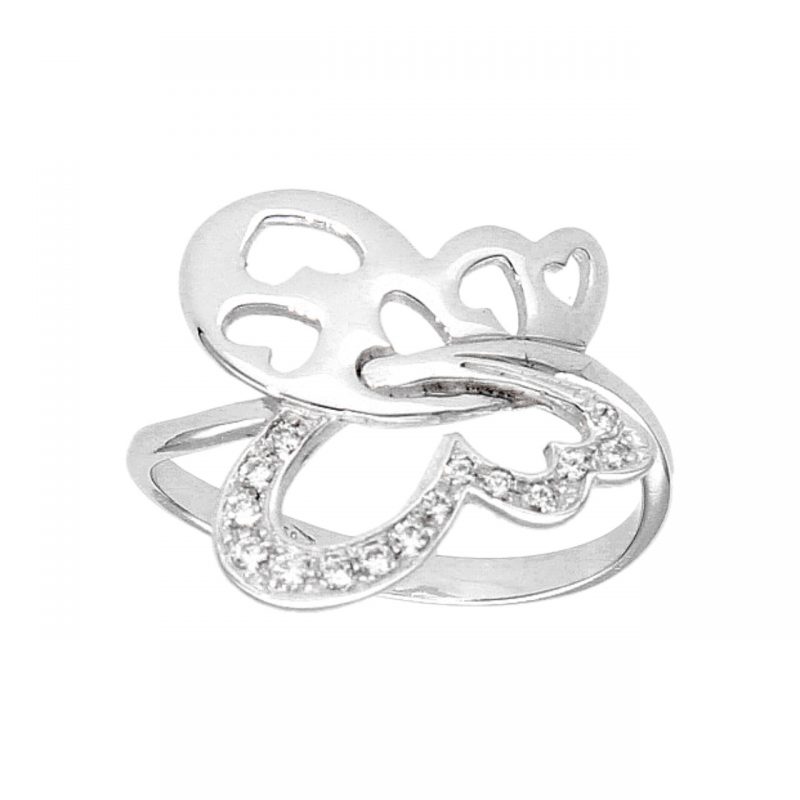 Butterfly ring white gold with zircons