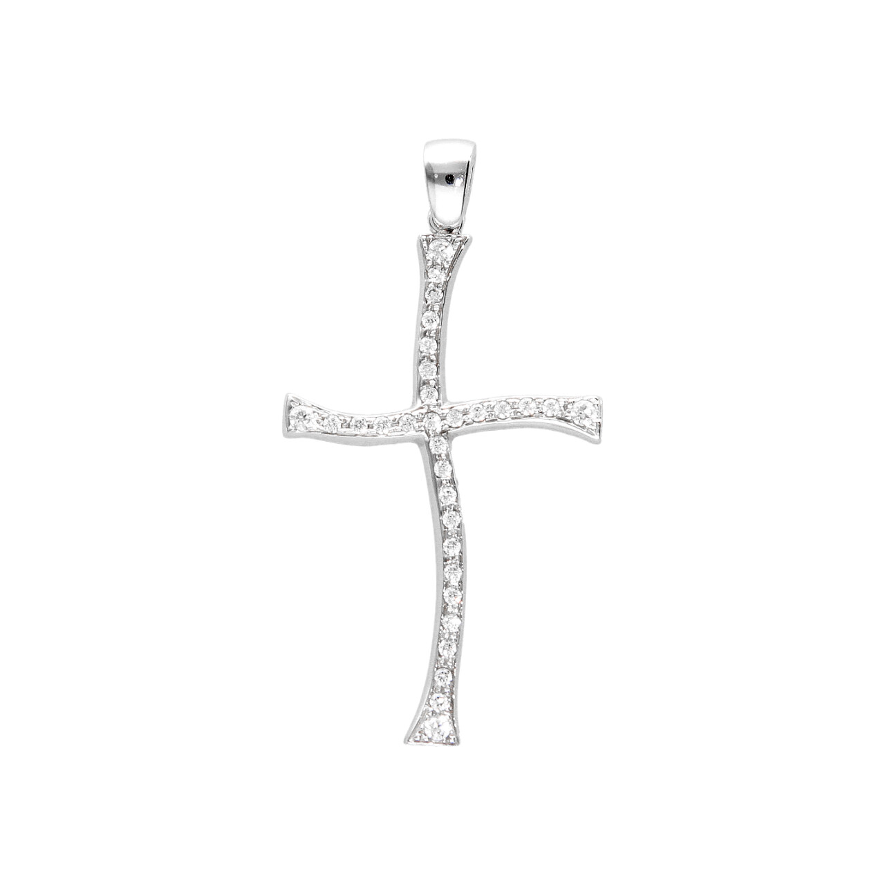 Cross pendant white gold with zircons