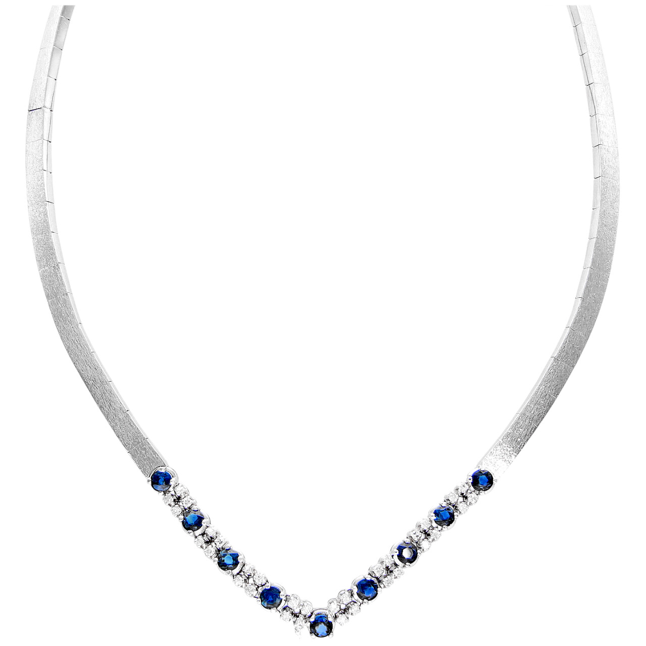 Collier asu Weißgold mit Saphire 1,35 ct und Diamanten 0,32 ct