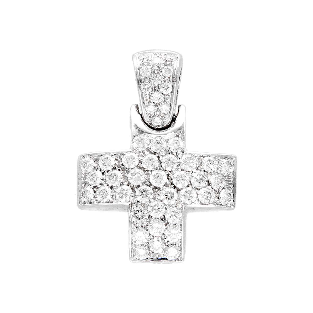 Ciondolo Croce in oro bianco e Diamanti 1,94 ct vvs2