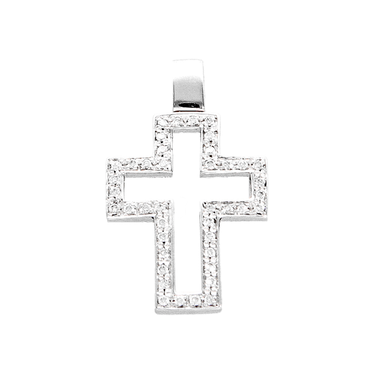 Ciondolo Croce in oro bianco e Diamanti 0,43 ct