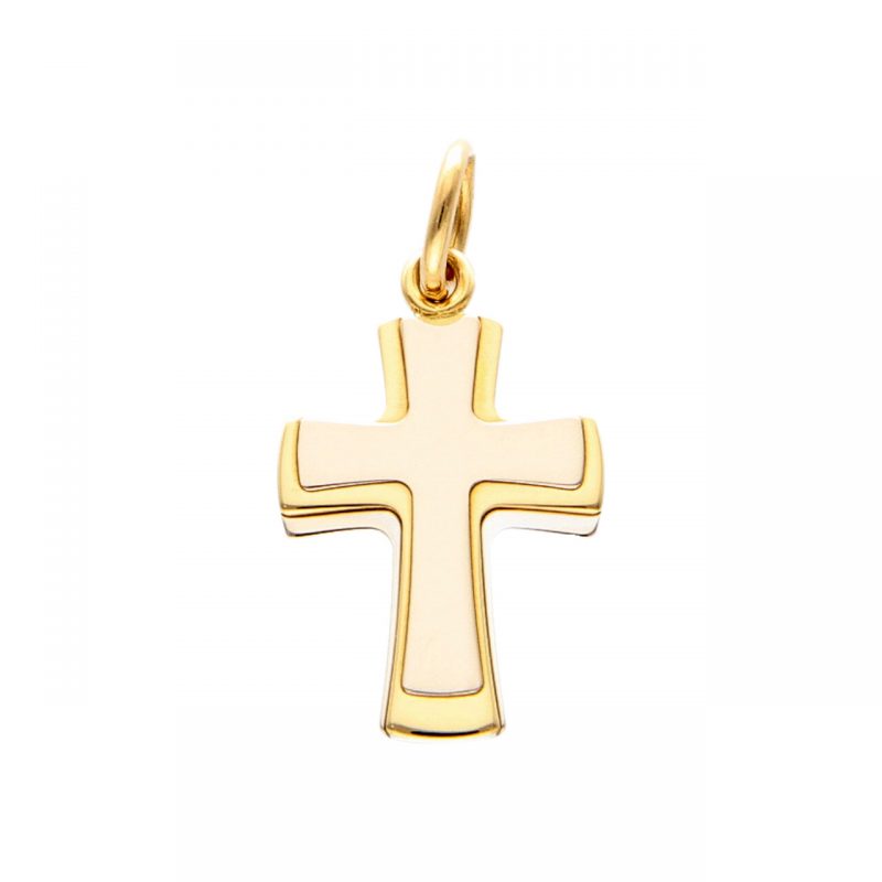 Cross pendant white and yellow gold 