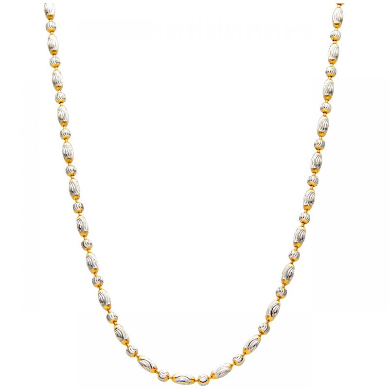 Collana lavorata in oro giallo e bianco 41 cm