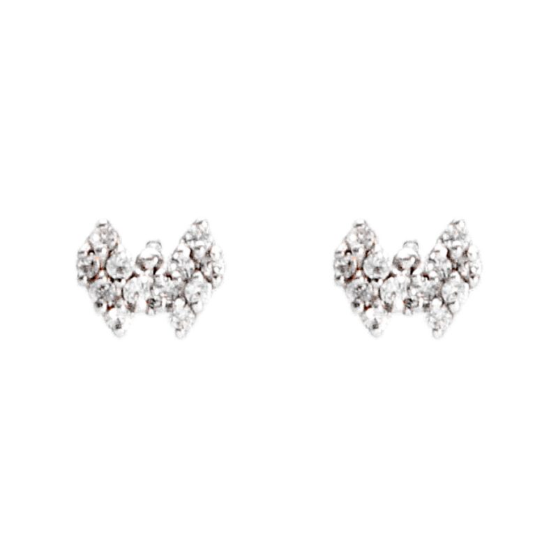 Butterfly earrings white gold with zircons