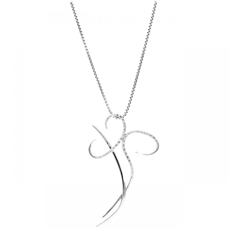 Necklace with white gold pendant and diamonds 0.68 ct