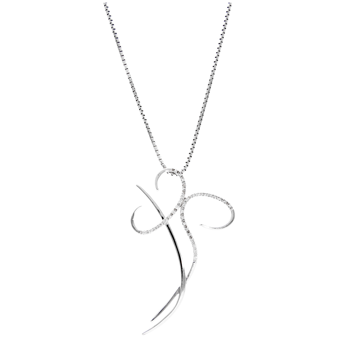 Collana con ciondolo oro bianco con Dimanti 0.68 ct
