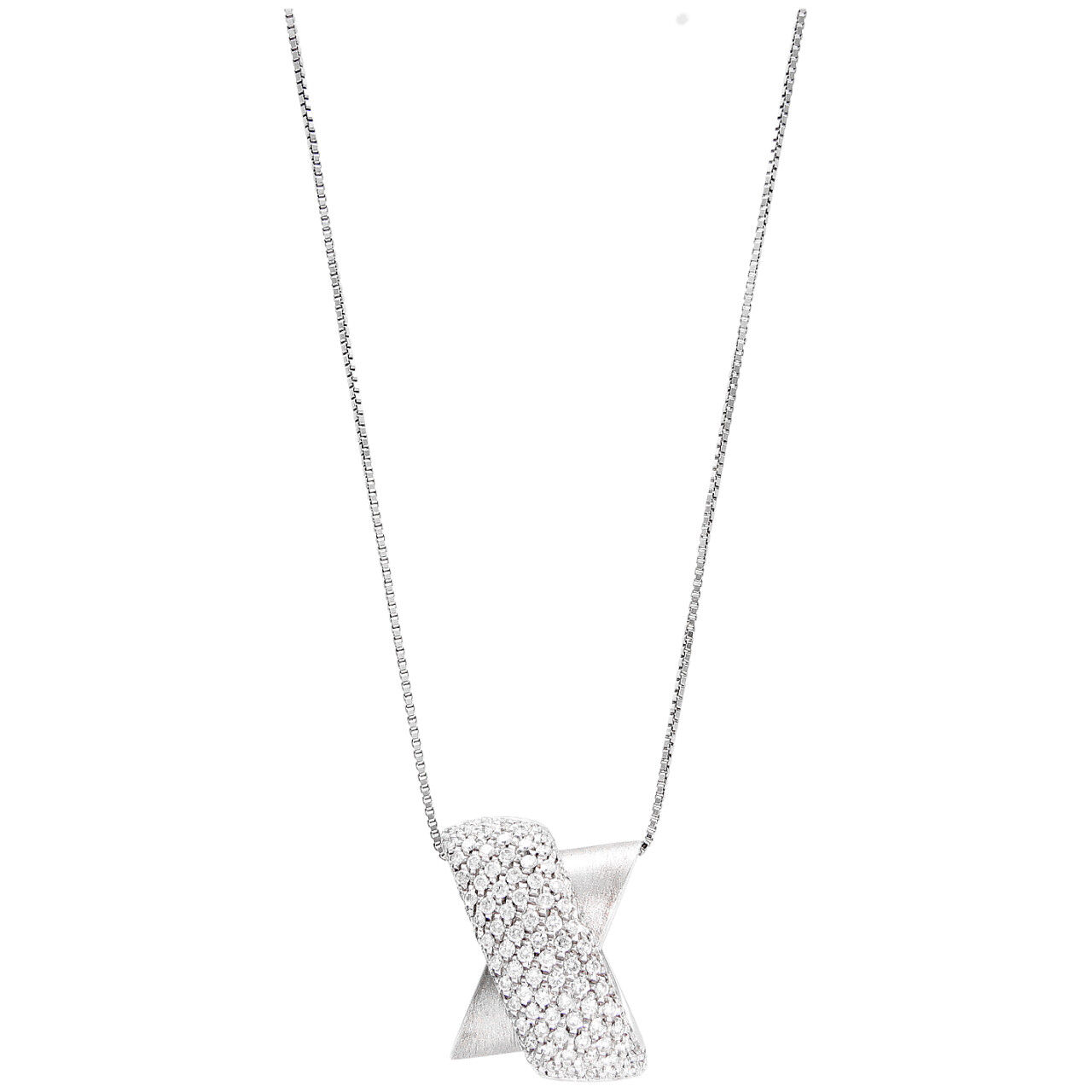 Halskette mit modernem Anhänger aus Weißgold mit Diamanten 1.92 ct