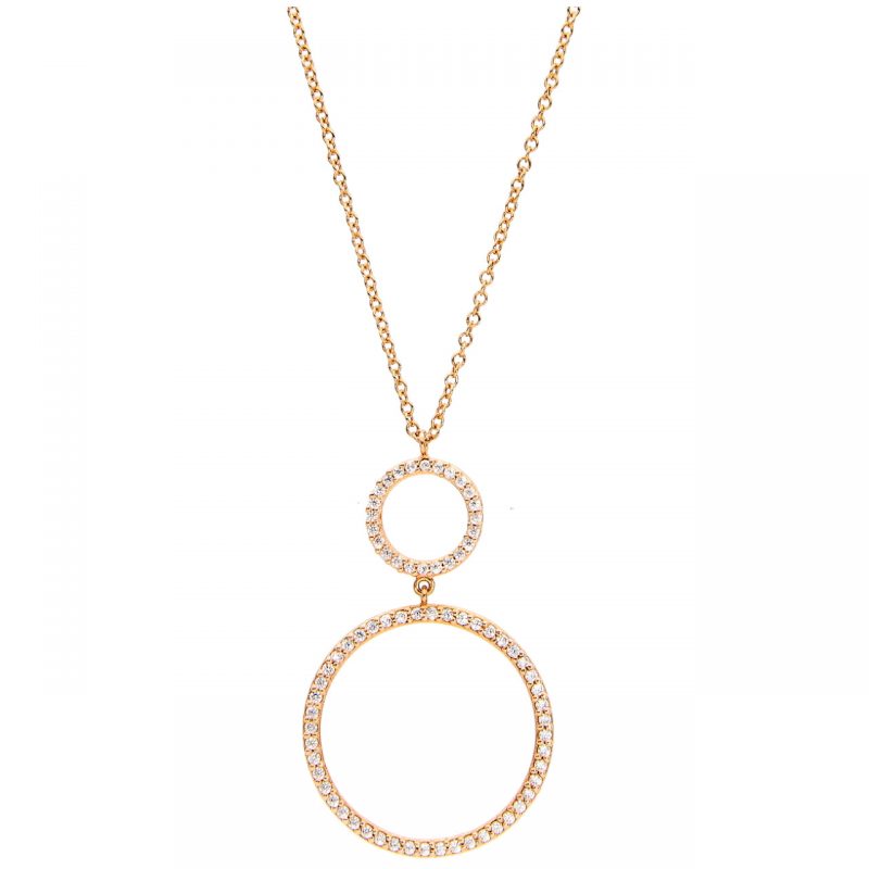 Circle necklace rose gold with zircons