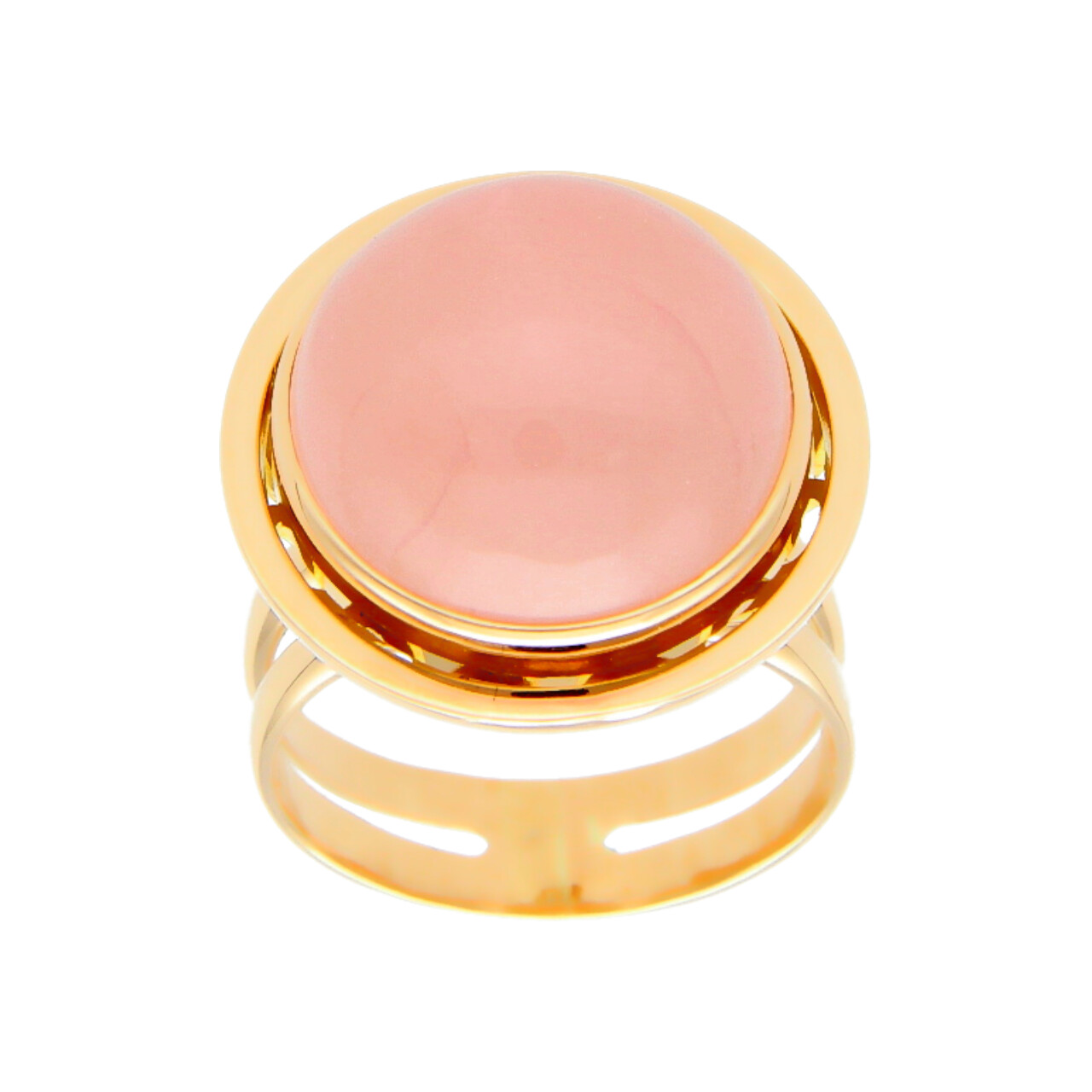 Gelb Gold Ring mit Cabochon Quarz