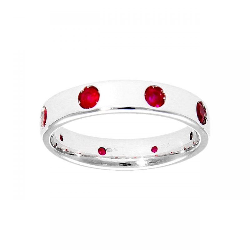 White gold ring with rubies