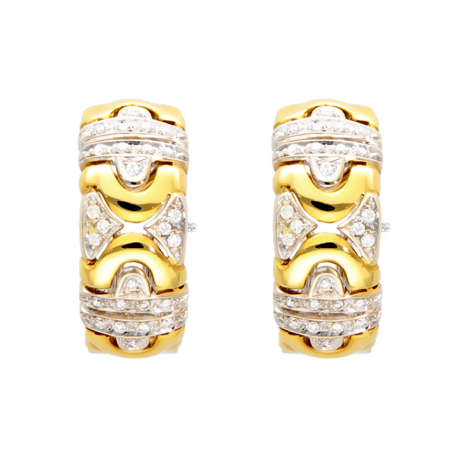 Yellow and white gold earrings with 0.52 ct diamonds