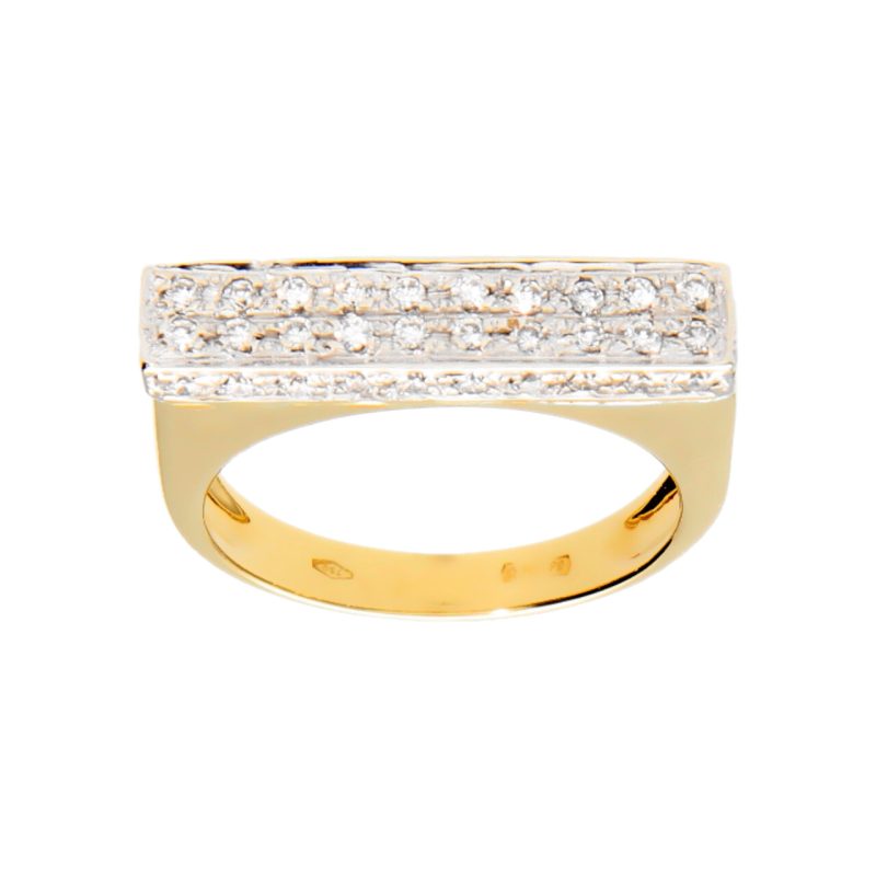 Gelb- und Weißgold Ring mit 0,40 ct Diamanten