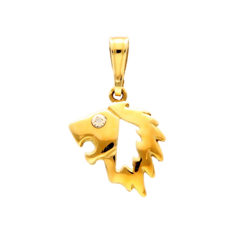 Lion pendant yellow gold with diamond