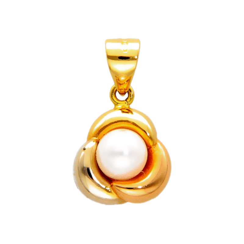 Three gold pendant with pearl