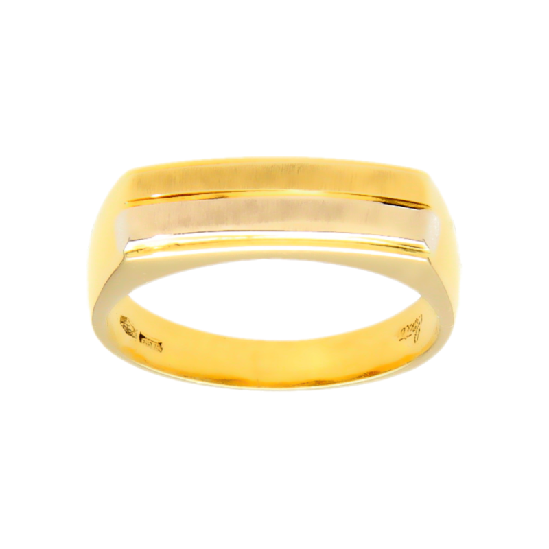 Men's ring yellow and white gold
