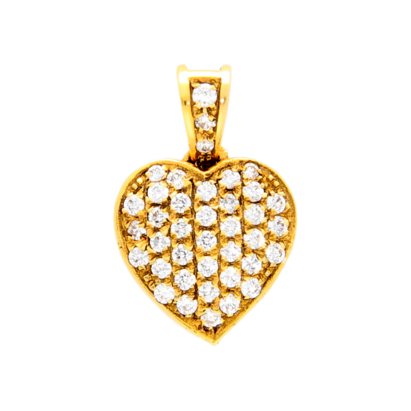 Heart pendant yellow gold with zircons