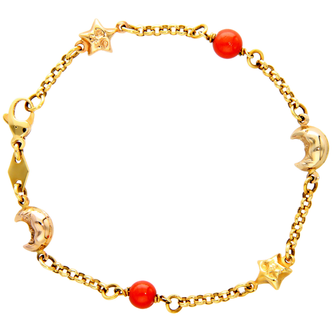 Bracciale in oro giallo con perle di corallo