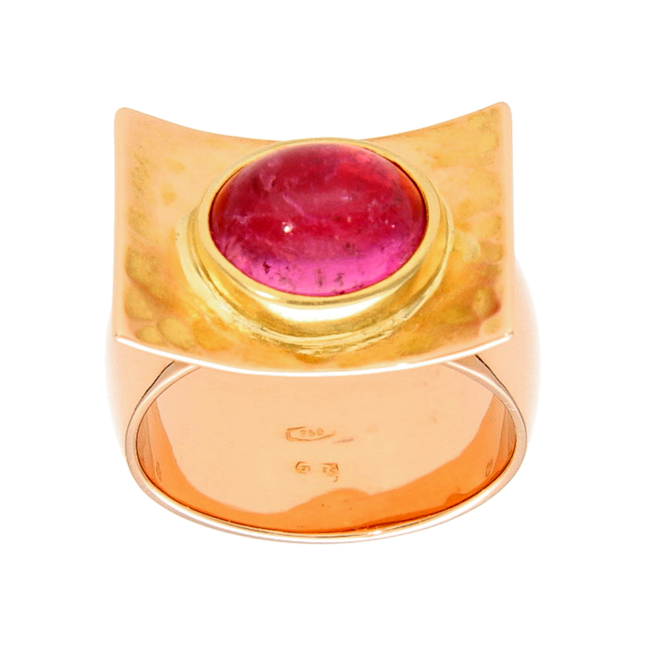 Anello moderno oro rosa con pietra sintentica