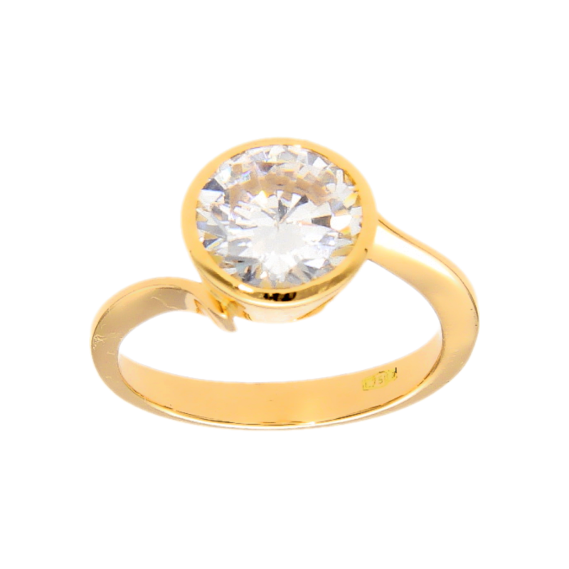 Yellow gold solitaire ring with zircon 2.5 ct
