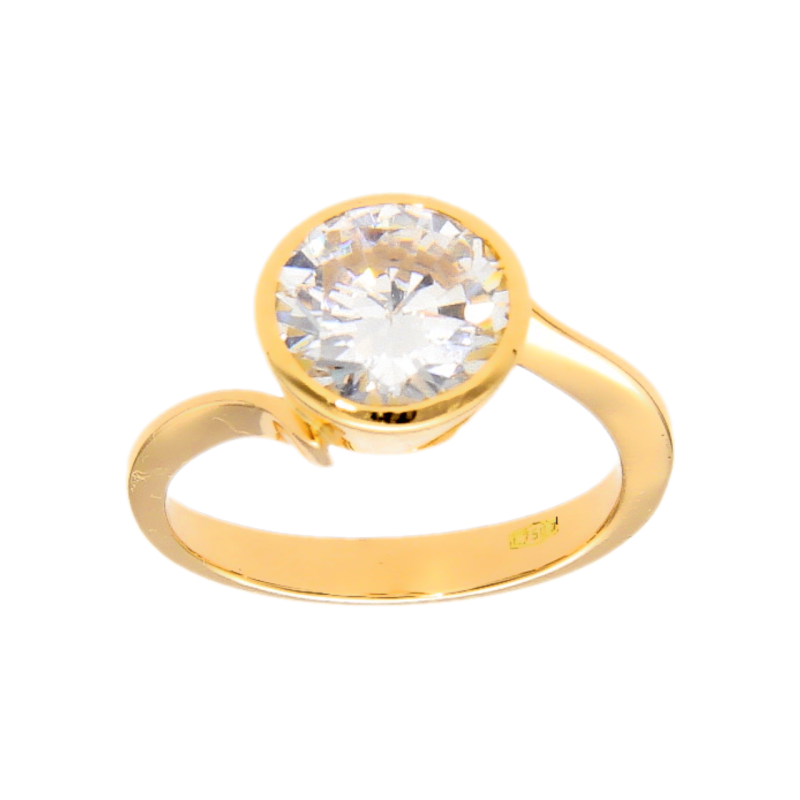 Gelbgold-Solitaire-Ring mit Zirkon 2.5 ct Gelbgold-Solitaire-Ring mit Zirkon 2.5 ct