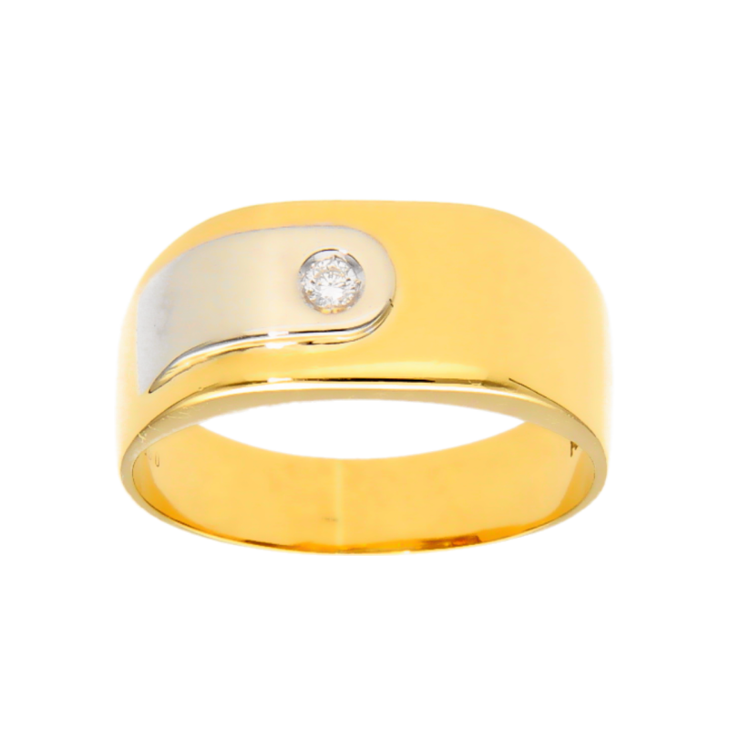 Yellow and white gold ring with diamond 0.07 ct