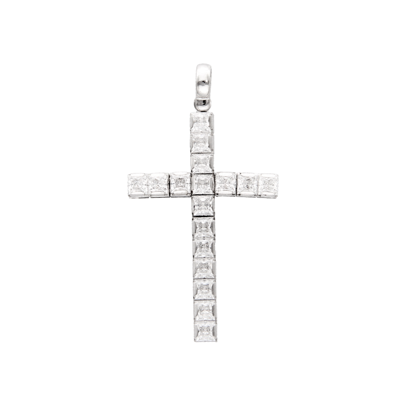 Colgante cruz oro blanco con diamantes ct 2.38  IF-F