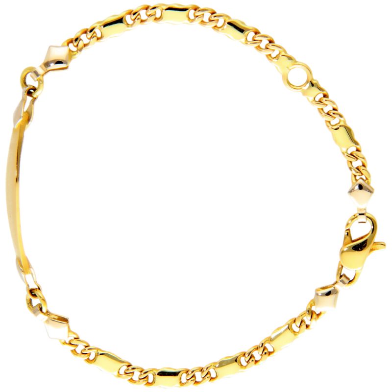 Yellow and white gold bracelet with customizable plate