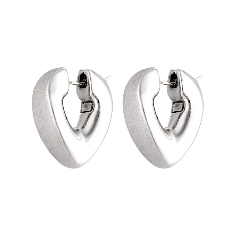 Glossy and satin white gold earrings