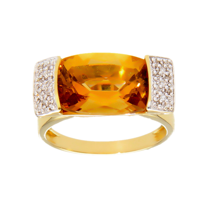 Gelbgold Ring mit Topaz ct 6.20 und Diamanten ct 0,24