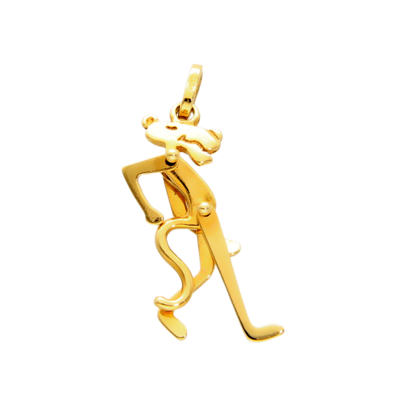 Pink panther pendant in yellow gold