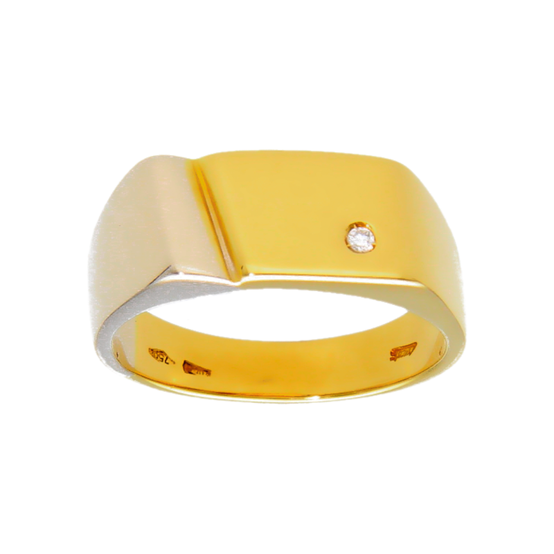 Gelb- und Weißgold Ring mit Diamant ct 0,04