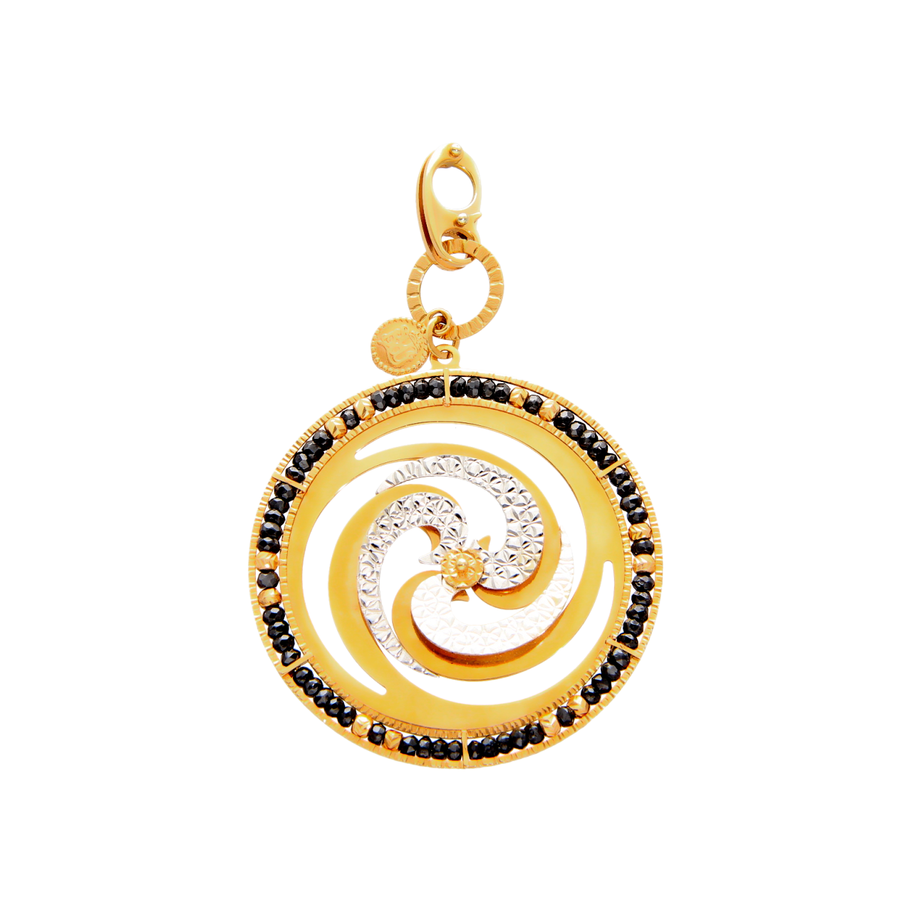 Rosè- und Weißgold Anhänger mit schwarzen Steinen