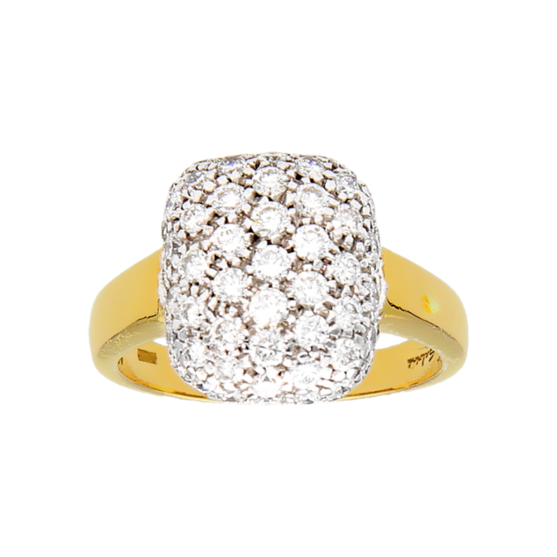 Anello Salvini oro giallo e bianco con pavè di Diamanti ct 1,96